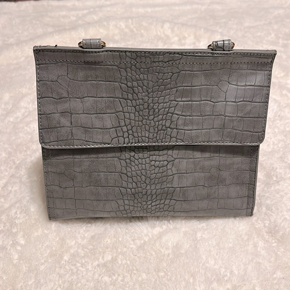 Grey Faux Leather Lunch box